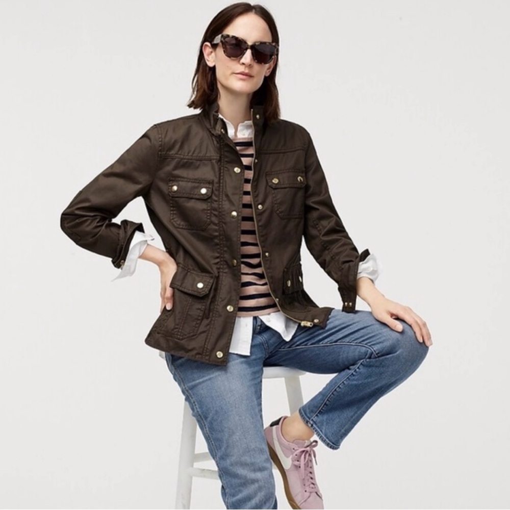 J. Crew The Downtown Field Jacket Waxed Cotton - Small